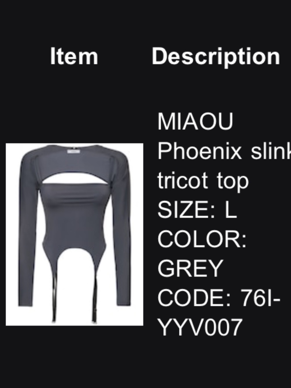MIAOU Grey Phoenix Slinky Tricot Long-Sleeve Top